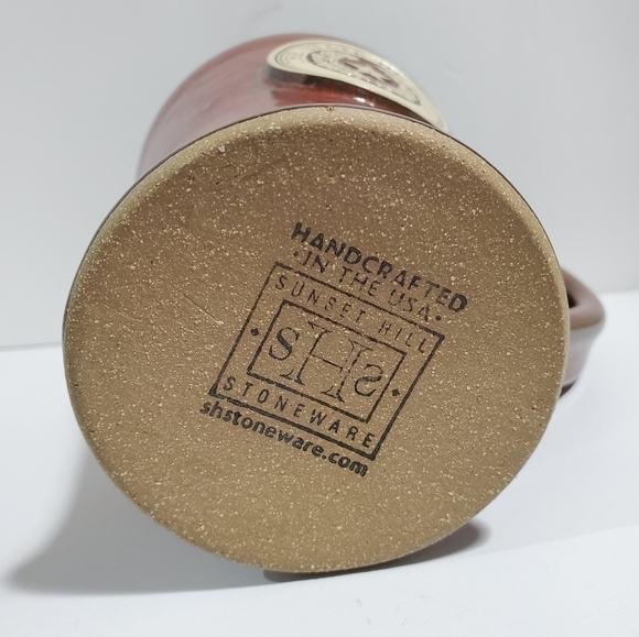 Sunset Hill Hand thrown Stoneware Texas Seal coffee mug Maroon - Picture 7 of 12